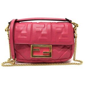 FENDI 8BS017 FF baguette small Chain 2WAY bag Shoulder Bag Lambskin